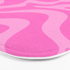 Retro Liquid Swirl Abstract Pattern in Double Y2K Pink Bath Mat Gallery Image 3