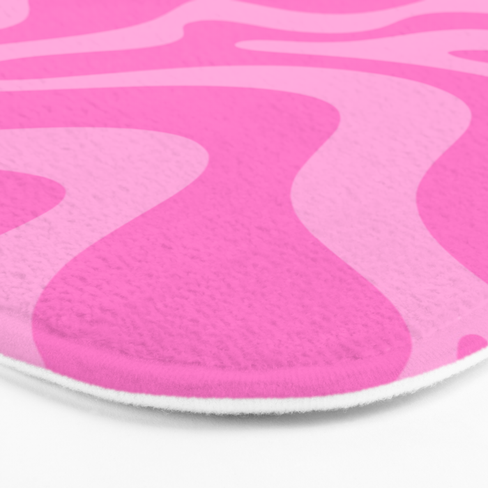 Retro Liquid Swirl Abstract Pattern in Double Y2K Pink Bath Mat Gallery Image 3