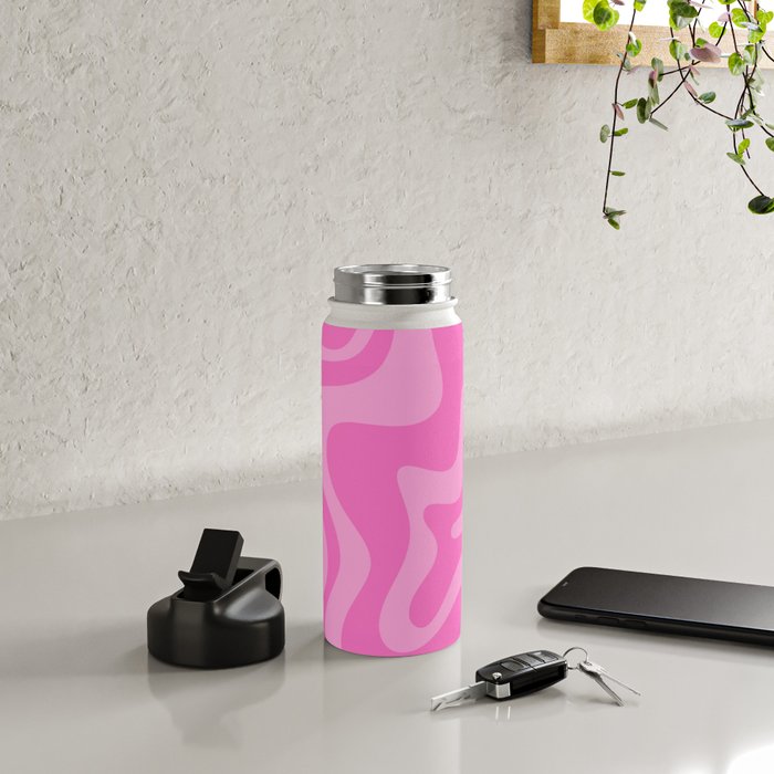 Retro Liquid Swirl Abstract Pattern in Double Y2K Pink Water Bottle Gallery Image 4