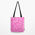 Retro Liquid Swirl Abstract Pattern in Double Y2K Pink Tote Bag Gallery Image 2