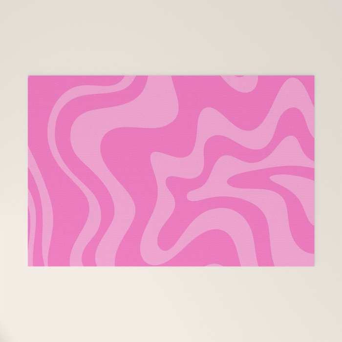 Retro Liquid Swirl Abstract Pattern in Double Y2K Pink Welcome Mat Gallery Image 1