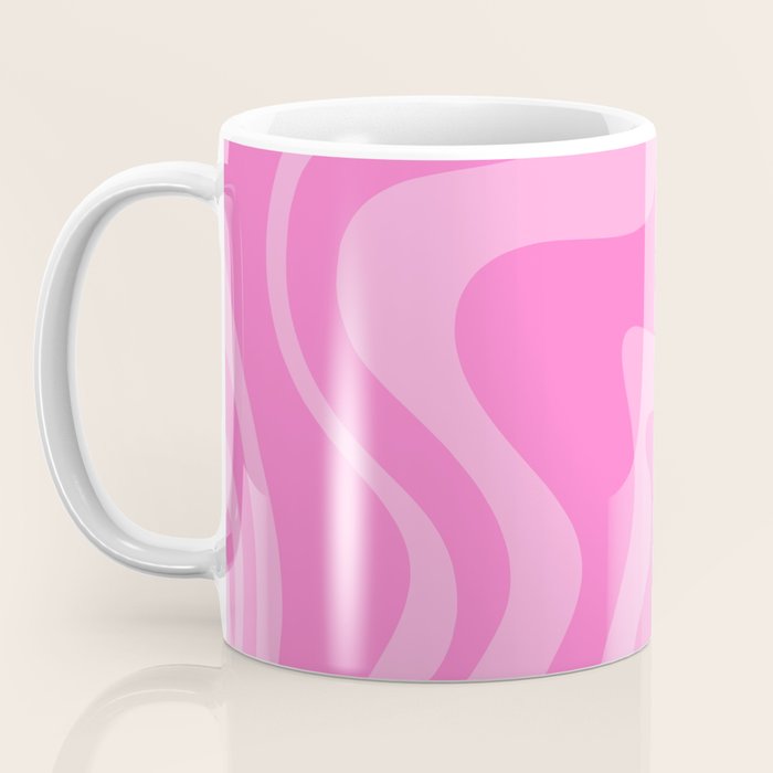 Retro Liquid Swirl Abstract Pattern in Double Y2K Pink Coffee Mug Gallery Image 3