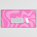 Retro Liquid Swirl Abstract Pattern in Double Y2K Pink Desk Mat Gallery Image 1