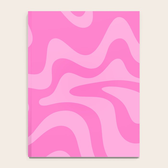 Retro Liquid Swirl Abstract Pattern in Double Y2K Pink Notebook Gallery Image 4