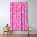Retro Liquid Swirl Abstract Pattern in Double Y2K Pink Window Curtain Gallery Image 5