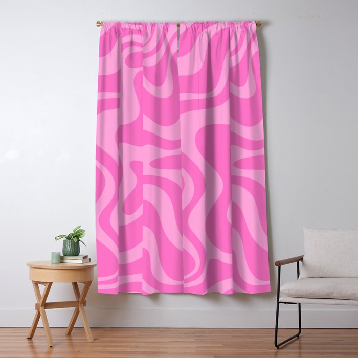 Retro Liquid Swirl Abstract Pattern in Double Y2K Pink Window Curtain Gallery Image 5