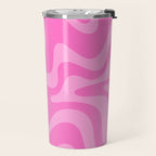 Retro Liquid Swirl Abstract Pattern in Double Y2K Pink Travel Mug Gallery Image 2