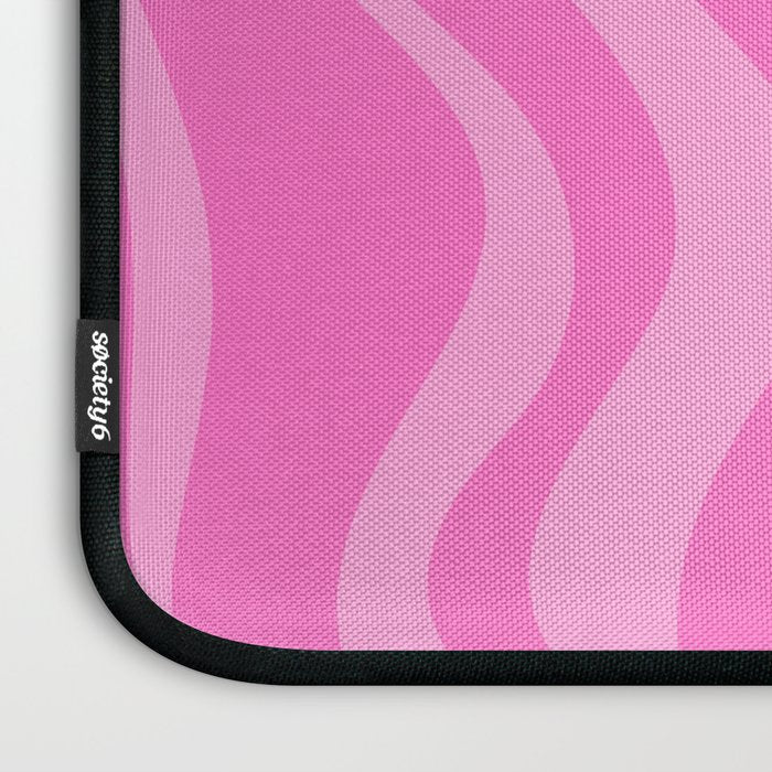 Retro Liquid Swirl Abstract Pattern in Double Y2K Pink Laptop Sleeve Gallery Image 3