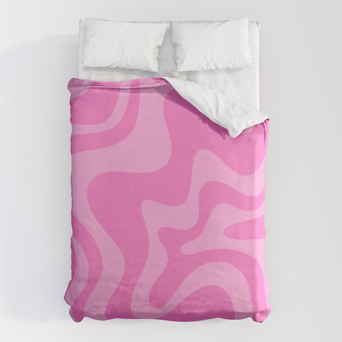 Retro Liquid Swirl Abstract Pattern in Double Y2K Pink Duvet Cover Gallery Image 1
