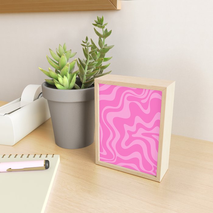 Retro Liquid Swirl Abstract Pattern in Double Y2K Pink Mini Art Print Gallery Image 2