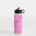 Retro Liquid Swirl Abstract Pattern in Double Y2K Pink Water Bottle Gallery Image 1