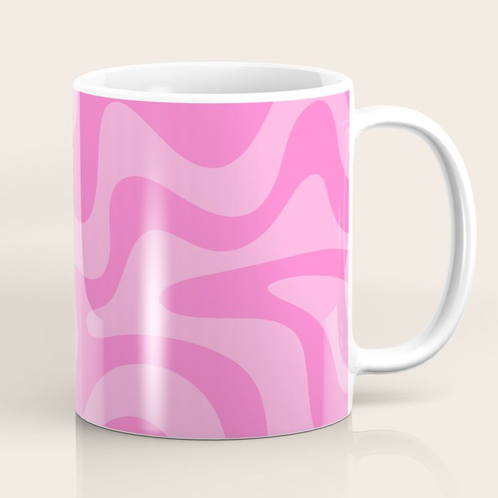 Retro Liquid Swirl Abstract Pattern in Double Y2K Pink Coffee Mug Gallery Image 1