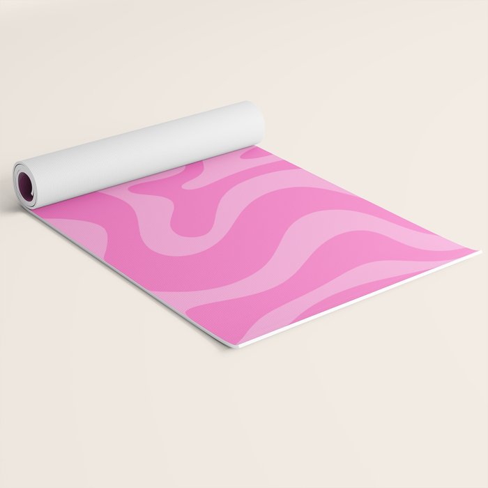 Retro Liquid Swirl Abstract Pattern in Double Y2K Pink Yoga Mat Gallery Image 2