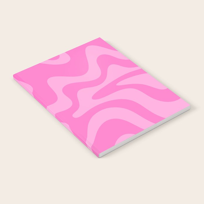 Retro Liquid Swirl Abstract Pattern in Double Y2K Pink Notebook Gallery Image 2