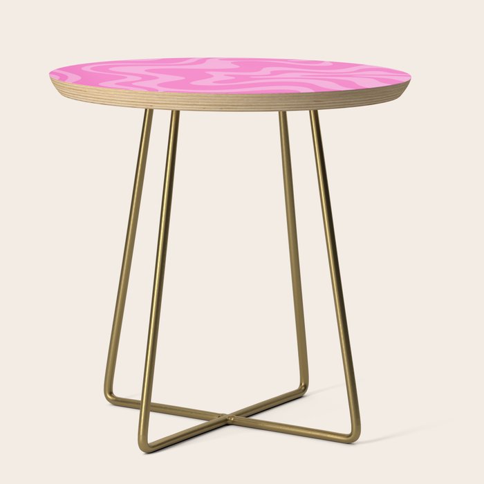 Retro Liquid Swirl Abstract Pattern in Double Y2K Pink Side Table Gallery Image 1
