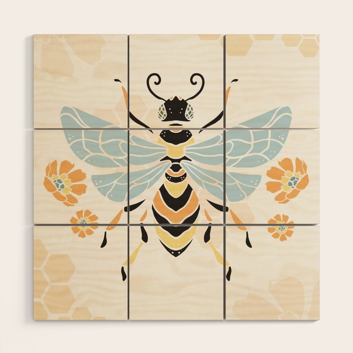 Honey Bee Abstract Pattern Wood Wall Art Gallery Image 1