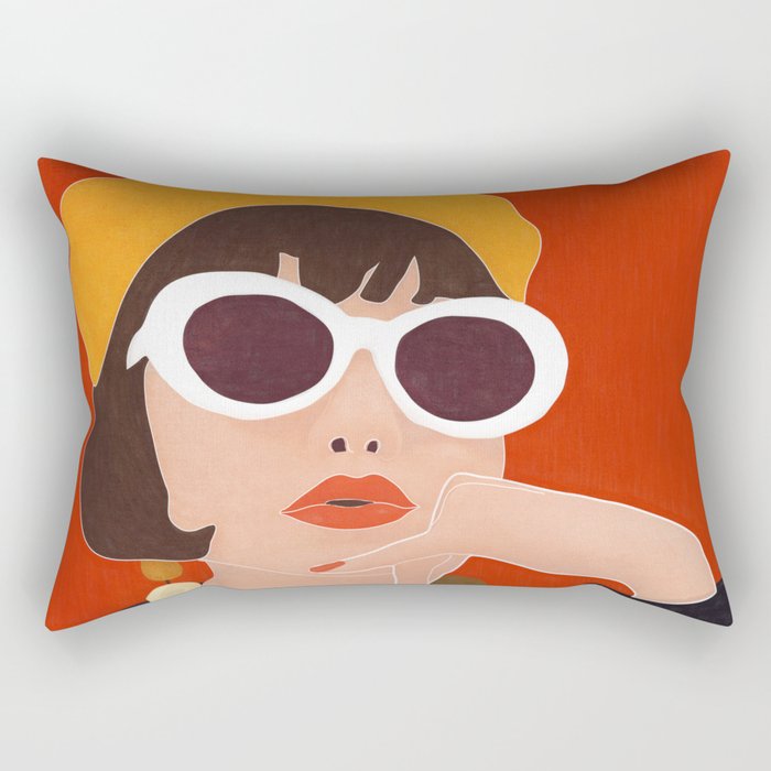 Colorful Woman Portrait Rectangular Pillow Gallery Image 1