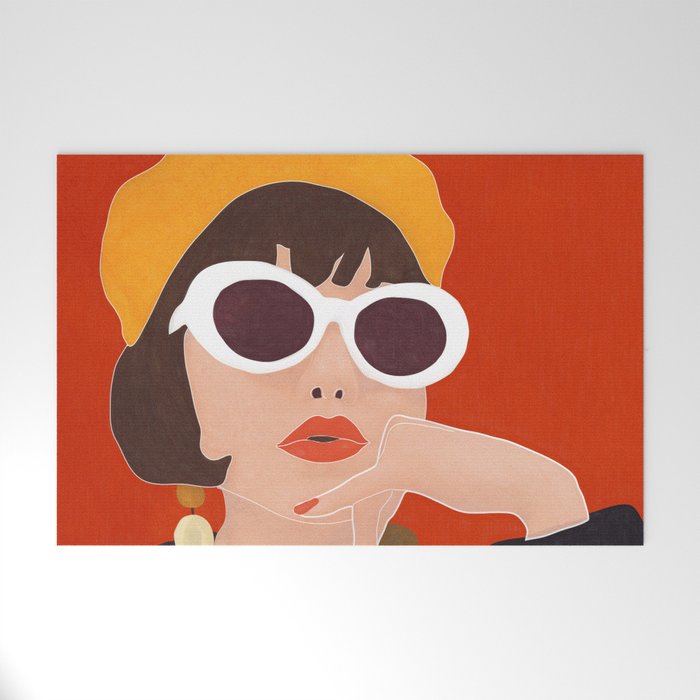 Colorful Woman Portrait Welcome Mat Gallery Image 1