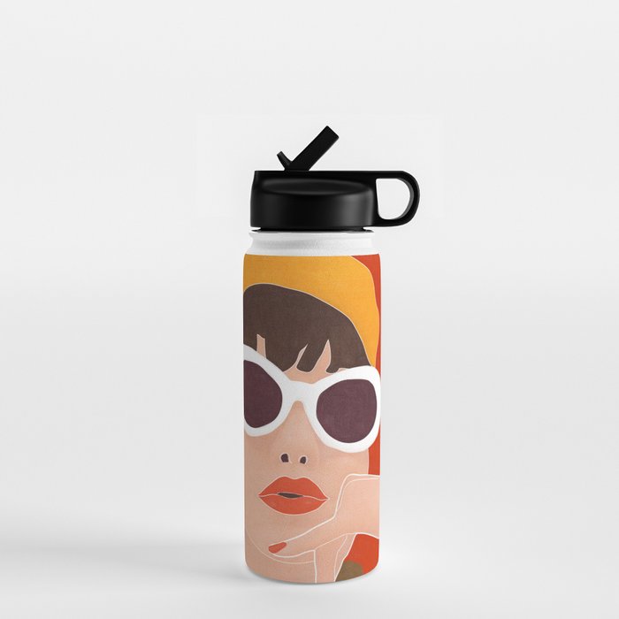 Colorful Woman Portrait Water Bottle
