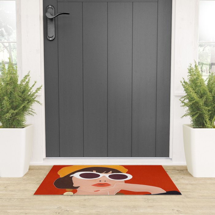 Colorful Woman Portrait Welcome Mat Gallery Image 3