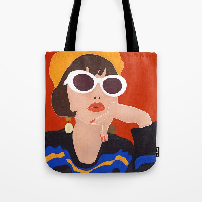 Colorful Woman Portrait Tote Bag Gallery Image 1