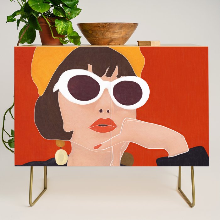 Colorful Woman Portrait Credenza Gallery Image 1