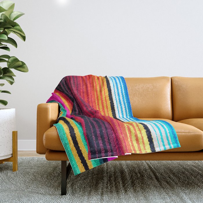 Magenta Sky Serape Throw Blanket Gallery Image 1