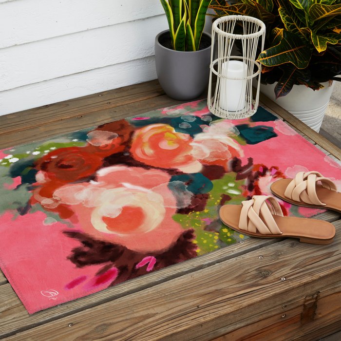bloom it, abstract art Outdoor Rug Gallery Image 2
