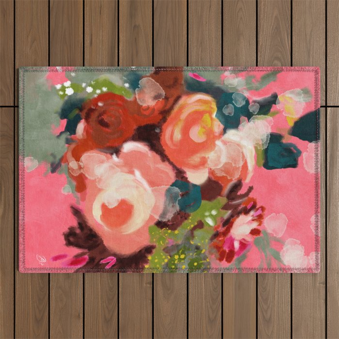 bloom it, abstract art Outdoor Rug Gallery Image 1