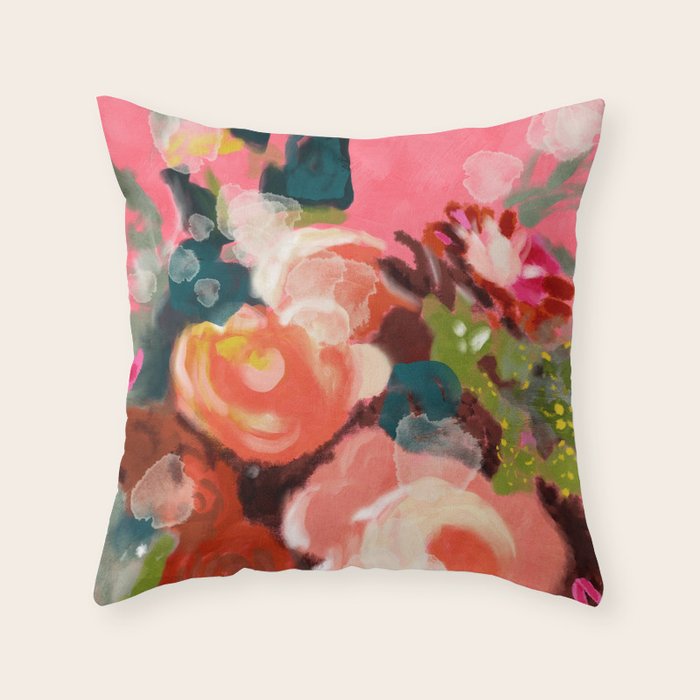 bloom it, abstract art Throw Pillow Gallery Image 6