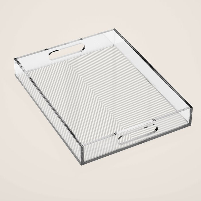 Angular Stripes - White and Grey Acrylic Tray Gallery Image 1