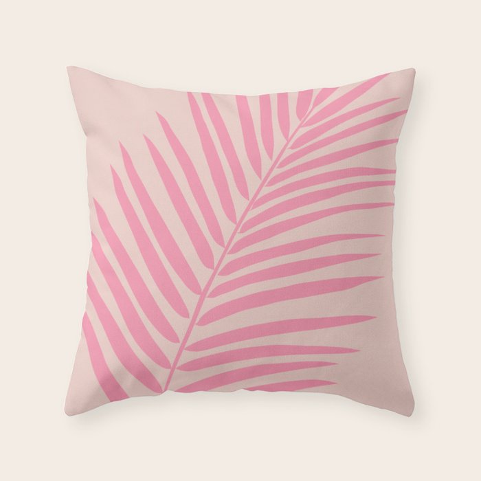 Pink And Blush Palm Leaf Throw Pillow Gallery Image 1