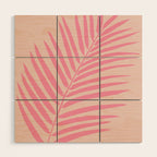 Pink And Blush Palm Leaf Wood Wall Art Gallery Image 1
