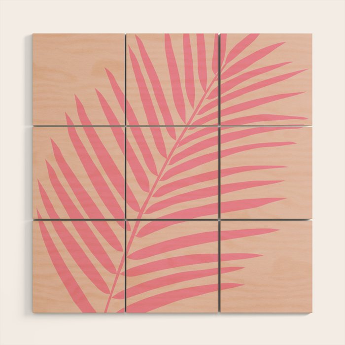 Pink And Blush Palm Leaf Wood Wall Art Gallery Image 1
