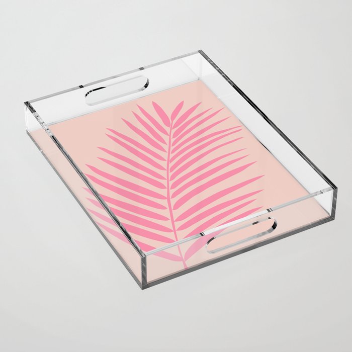 Pink And Blush Palm Leaf Acrylic Tray Gallery Image 1