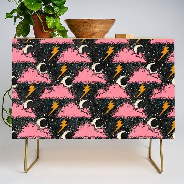 Stormy Night - black & pink Credenza Gallery Image 1