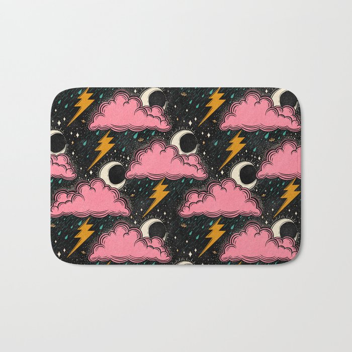 Stormy Night - black & pink Bath Mat Gallery Image 1