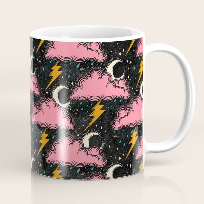 Stormy Night - black & pink Coffee Mug Gallery Image 1