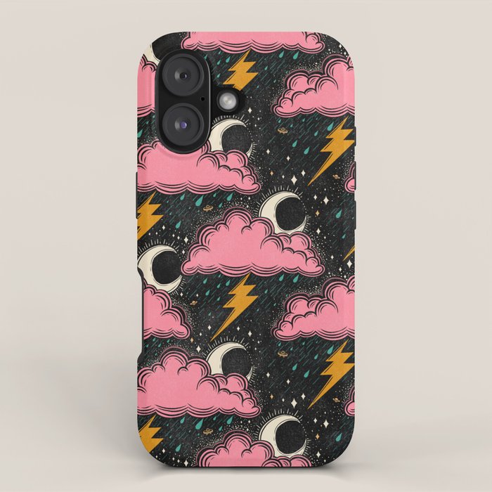 Stormy Night - black & pink iPhone Case Gallery Image 1