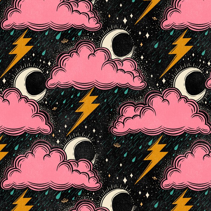 Stormy Night - black & pink Coffee Mug Gallery Image 2