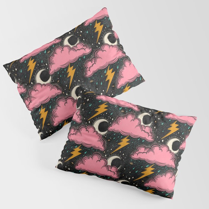 Stormy Night - black & pink Pillow Sham Gallery Image 3