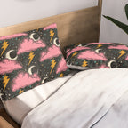 Stormy Night - black & pink Pillow Sham Gallery Image 2