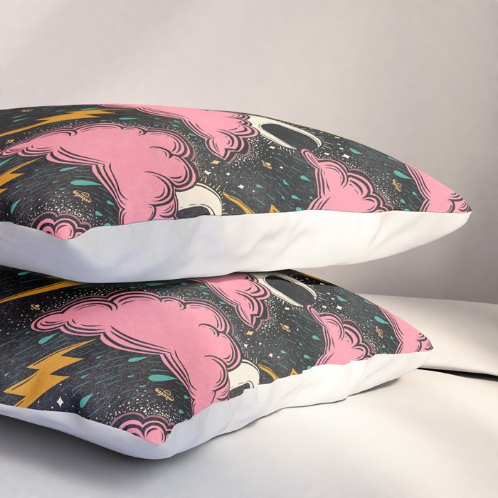Stormy Night - black & pink Pillow Sham Gallery Image 3