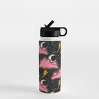Stormy Night - black & pink Water Bottle Gallery Image 1