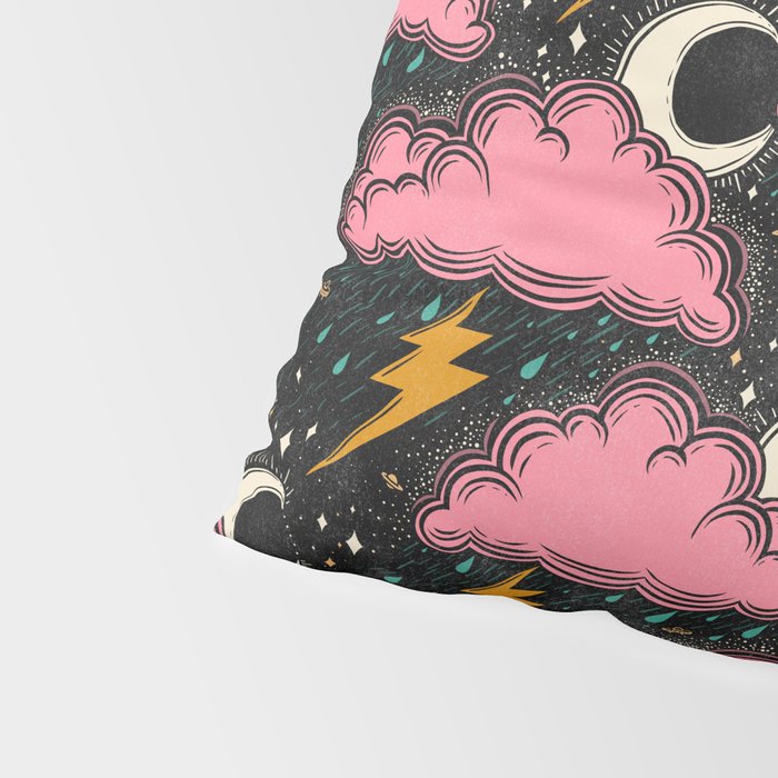 Stormy Night - black & pink Pillow Sham Gallery Image 4