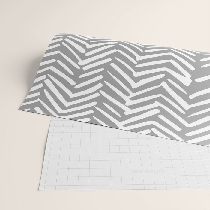 Abstract Herringbone Pattern, Rustic, Gray and White Wrapping Paper Gallery Image 2