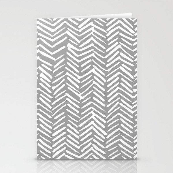 Abstract Herringbone Pattern, Rustic, Gray and White Stationery Card Gallery Image 2