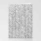 Abstract Herringbone Pattern, Rustic, Gray and White Stationery Card Gallery Image 2
