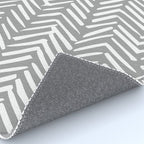 Abstract Herringbone Pattern, Rustic, Gray and White Rug Gallery Image 4
