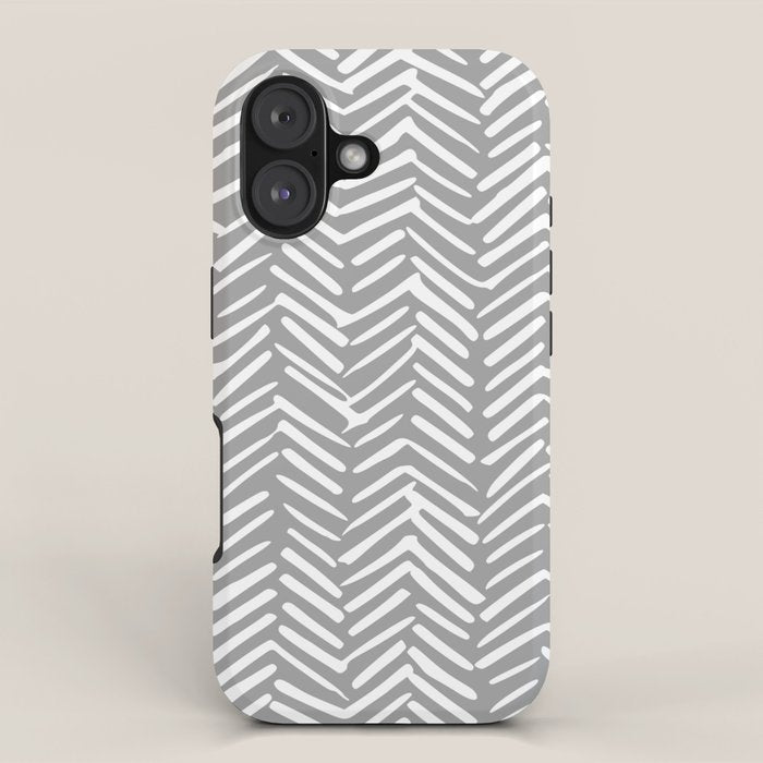 Abstract Herringbone Pattern, Rustic, Gray and White iPhone Case Gallery Image 1